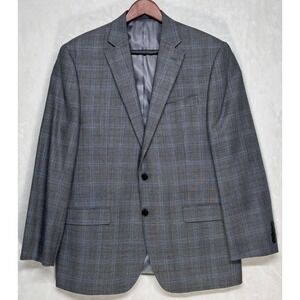 Ralph Lauren Blazer Mens 42R Gray Plaid Silk Wool Sport Coat Jacket Windowpane